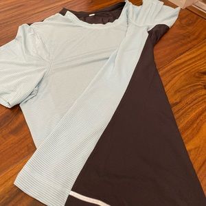 Lululemon workout shirt. Light blue and black. Size medium.